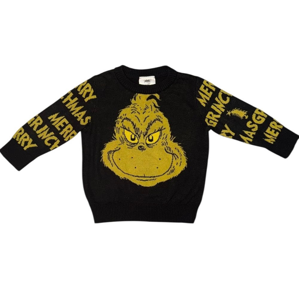 Black and Green Knit Grinch Christmas Sweater